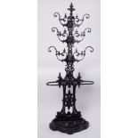 A Coalbrookdale style cast iron hallstand, height approx. 183cm.