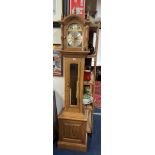 Sid Pollard of Thirsk (1914-1994) Ex Mouseman - a grandmother clock with pendulum and weights,