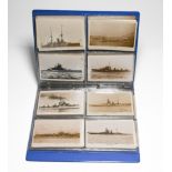 Postcards published by Abrahams of Devonport featuring British Naval Warships. Album number 3