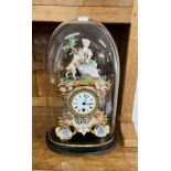 French mantle clock circa 1890, Paul Mancel, Paris, ornate porcelain figurative clock on plinth,
