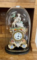 French mantle clock circa 1890, Paul Mancel, Paris, ornate porcelain figurative clock on plinth,