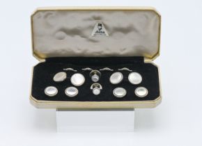 Stratton pearlescent dress studs and cufflinks, 13cm