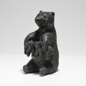 Black Forest type glazed terracotta bear, 22cm