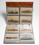 Postcards published by Abrahams of Devonport featuring British Naval Warships. Album number 2