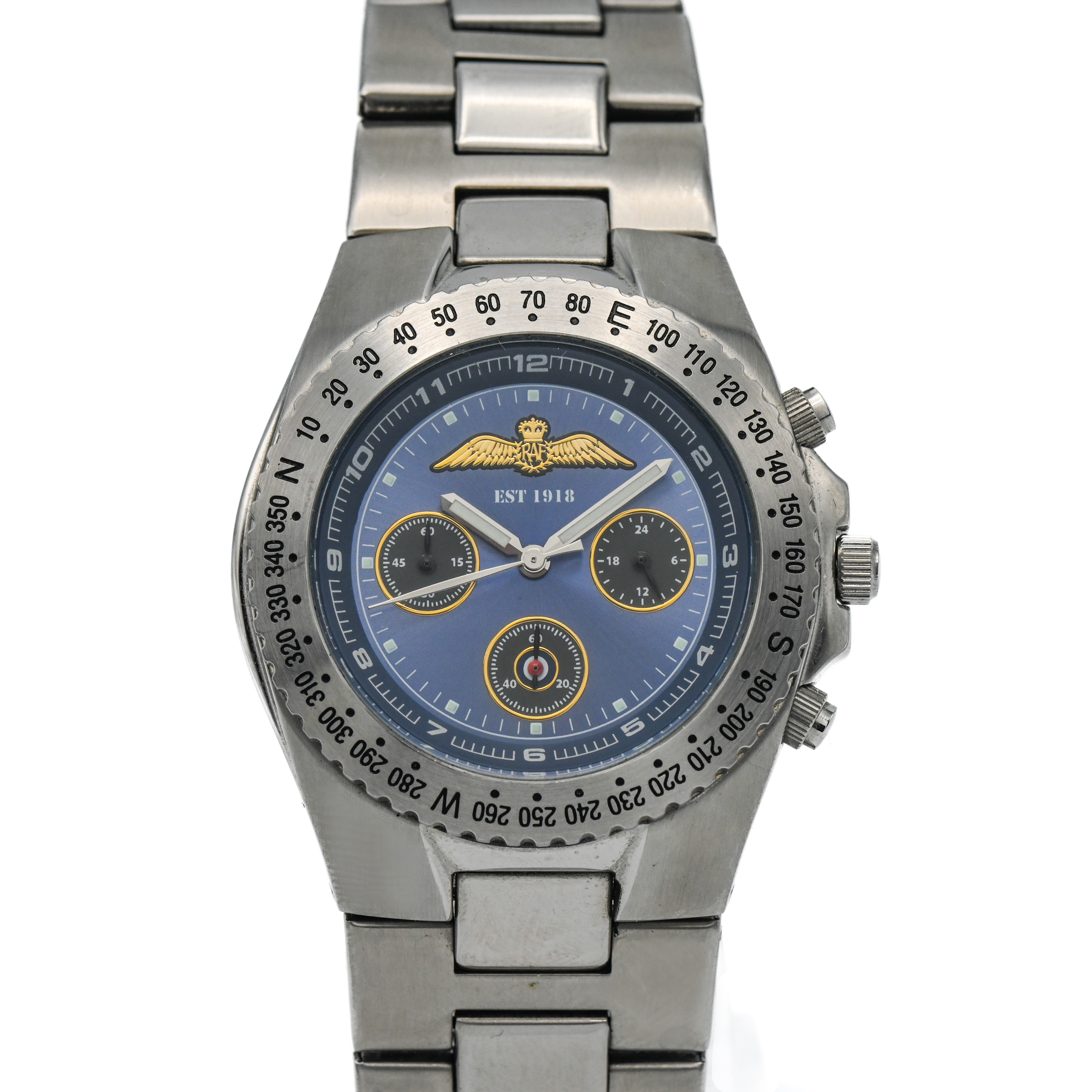 A gents stainless steel Royal Air Force 'Rise Above The Rest' wristwatch, boxed.