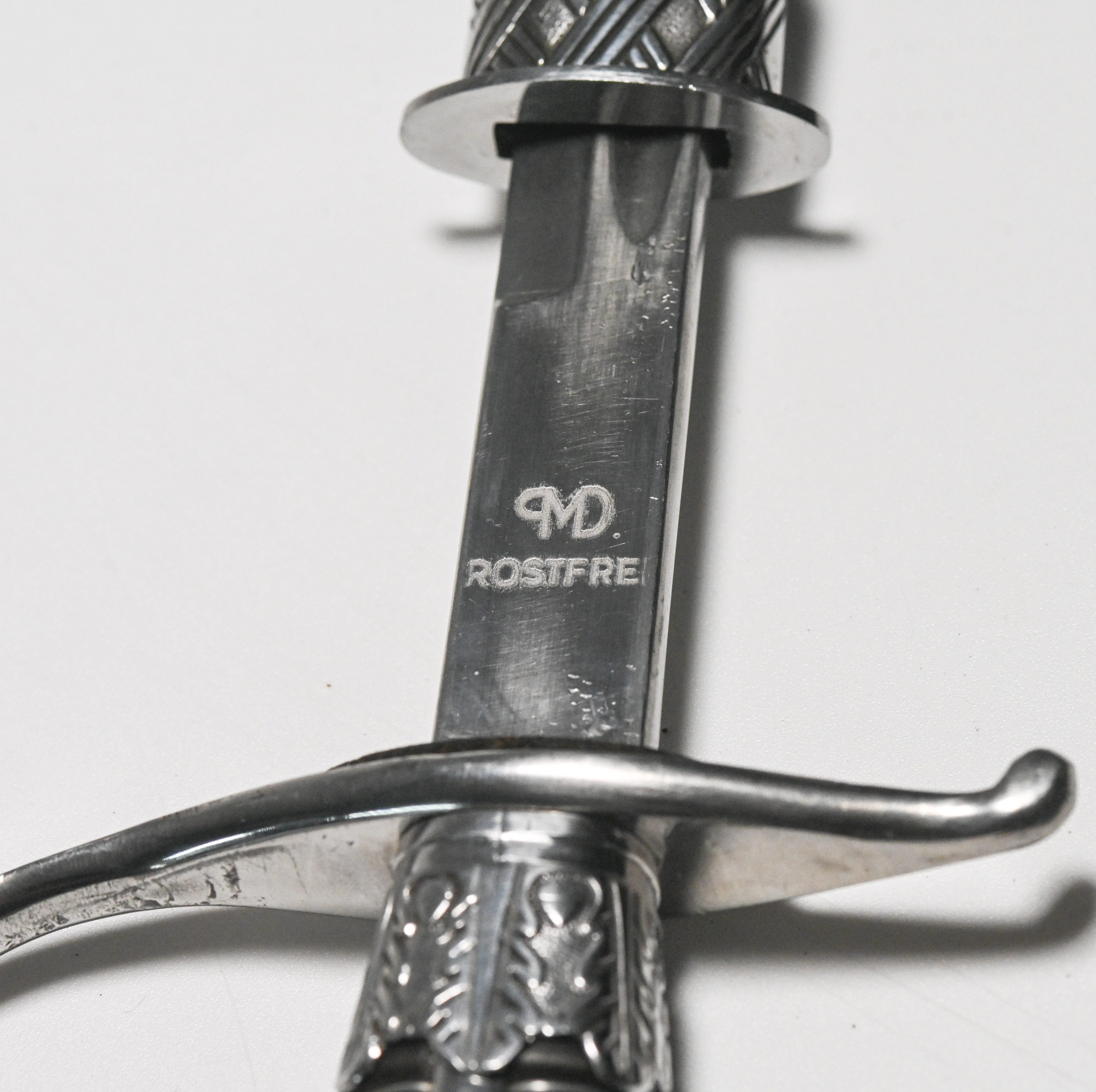 A rare German Second World War SS Officers Sword, 110cm long. Makers mark ROSTFREI, SS embossed on - Image 3 of 12