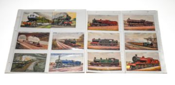 Picture postcards. Railway locomotives & trains. Mainly GWR. 22 in number. All different.