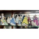 Royal Doulton, ten ladies including 'Ascot, Masque, My Love' also one Nao figure and Royal