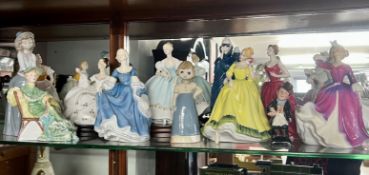 Royal Doulton, ten ladies including 'Ascot, Masque, My Love' also one Nao figure and Royal