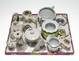 Collection of Plymouth Crested Ware, 17 pieces including Jugs, Pots and Small Dishes.