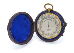 A cased pocket barometer by Ross Ltd, London.