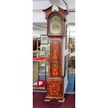 A large walnut and marquetry inlaid longcase clock, maker inscribed on dial Joseph Sephton of