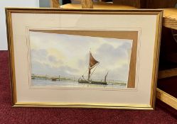 Alan Whitehead (born 1952.) two watercolours one titled 'Preparing to Leave Queensborough Moorings',