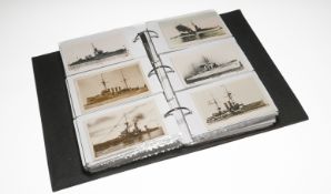 Postcards published by Abrahams of Devonport featuring British Naval Warships. Album number 1
