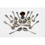 Mixed collection of 19th century and later silver spoons, approx. 5.79oz together with a enamelled