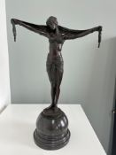 After Chiparus, a signed bronze Art Deco sculpture on marble base with foundry stamp, height 40cm.