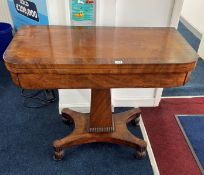 A mahogany pedestal card table, height 74cm, width 91cm.