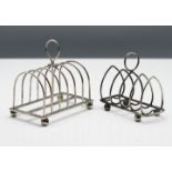 A Sheffield silver six division toast rack by William Hutton, length 11cm, together with another