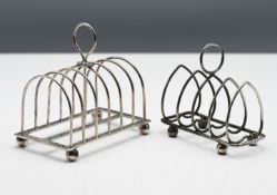 A Sheffield silver six division toast rack by William Hutton, length 11cm, together with another