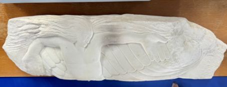 Francis May Favata, a heavy plaster maquette, made for the Bishops Palace, Exeter, 95cm x 30cm,