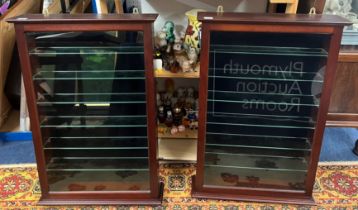 Pair of Wall Mounted Display Cabinets W54cm H80cm D15cm. Each unit has 6 glass shelves and