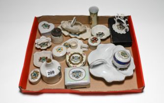 Collection of Plymouth Crested Ware, consisting of 19 pieces. Including Trinkets, Boxes, Candle