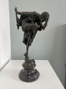 An Art Deco bronze sculpture indistinctly signed Alensar? On a marble base, height 43cm.