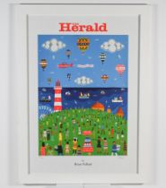 Brian Pollard, a poster, signed and from edition 113/500 'Plymouth Hoe' framed and glazed, overall