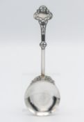 George V silver presentation spoon by Richard Martin & Ebenezer Hall, length 22cm, approx. 2.32oz.