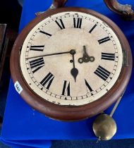 Victorian mahogany dial clock, 38cm (lacks glass)