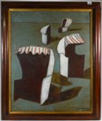 Brenda Chamberlain (1912-1971), Beach Chairs 1, 1959, oil on canvas, framed and glazed, 78cm x