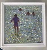 Paul Stephens, Paddle in the Sea (Bovisand Beach near Plymouth), oil on panel, one of two