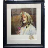 Robert Lenkiewicz (1941-2002), Self Portrait with Rose, 1998, signed edition print X/XV, with