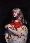 Robert Lenkiewicz (1941-2002) 'Study of Fiorella' print on canvas, with certificate of authenticity.