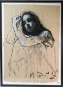 Mark Demsteader, 'Faith' signed, mixed media on paper, 104cm x 74cm, framed and glazed.