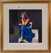Robert Lenkiewicz (1941-2002) 'Anna Seated' signed limited edition print 133/500, framed and glazed,