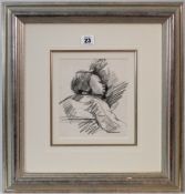 Robert Lenkiewicz (1941-2002), early sketch of an infant, graphite on paper, framed and glazed, 45cm