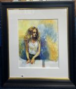 Robert Lenkiewicz (1941-2002), watercolour, 'Study of Lisa Stokes by the Desk', signed and titled in