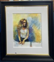 Robert Lenkiewicz (1941-2002), watercolour, 'Study of Lisa Stokes by the Desk', signed and titled in