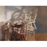 Robert Lenkiewicz (1941-2002) 'Still Life - Chairs' print on canvas, with certificate of