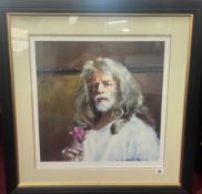 Robert Lenkiewicz, Self Portrait of Artist with Rose (1941-2002), print 242/500, 1988, inscribed and