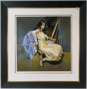 Robert Lenkiewicz (1941-2002) 'Esther Seated' signed limited edition print, number 113/475, framed