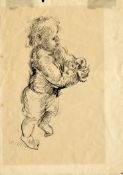 Robert Lenkiewicz (1941-2002) early ink on paper sketch 'Study of Infant' (Alice?), 355 x 253mm This