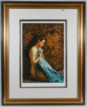 Douglas Hoffman signed Printers Proof edition print 'Blue Shawl', 53cm x 36cm