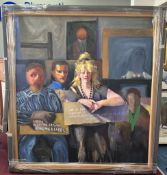 Robert Lenkiewicz (1941-2002) large scale oil on canvas, 'Eddie Stone H.I.V Group with Carer,