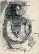 Robert Lenkiewicz (1941-2002) early ink on paper sketch 'Study of Tarun Bedi', 253 x 176mm This