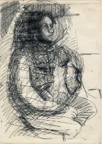 Robert Lenkiewicz (1941-2002) early ink on paper sketch 'Study of Tarun Bedi', 253 x 176mm This