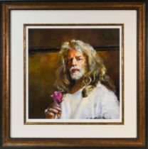 Robert Lenkiewicz (1941-2002) signed print, Self Portrait with Rose 1998, No 50/500, framed &