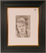 Robert Lenkiewicz (1941-2002) 'Self Portrait' early pencil sketch, 22cm x 14.5cm, framed and glazed.