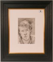 Robert Lenkiewicz (1941-2002) 'Self Portrait' early pencil sketch, 22cm x 14.5cm, framed and glazed.